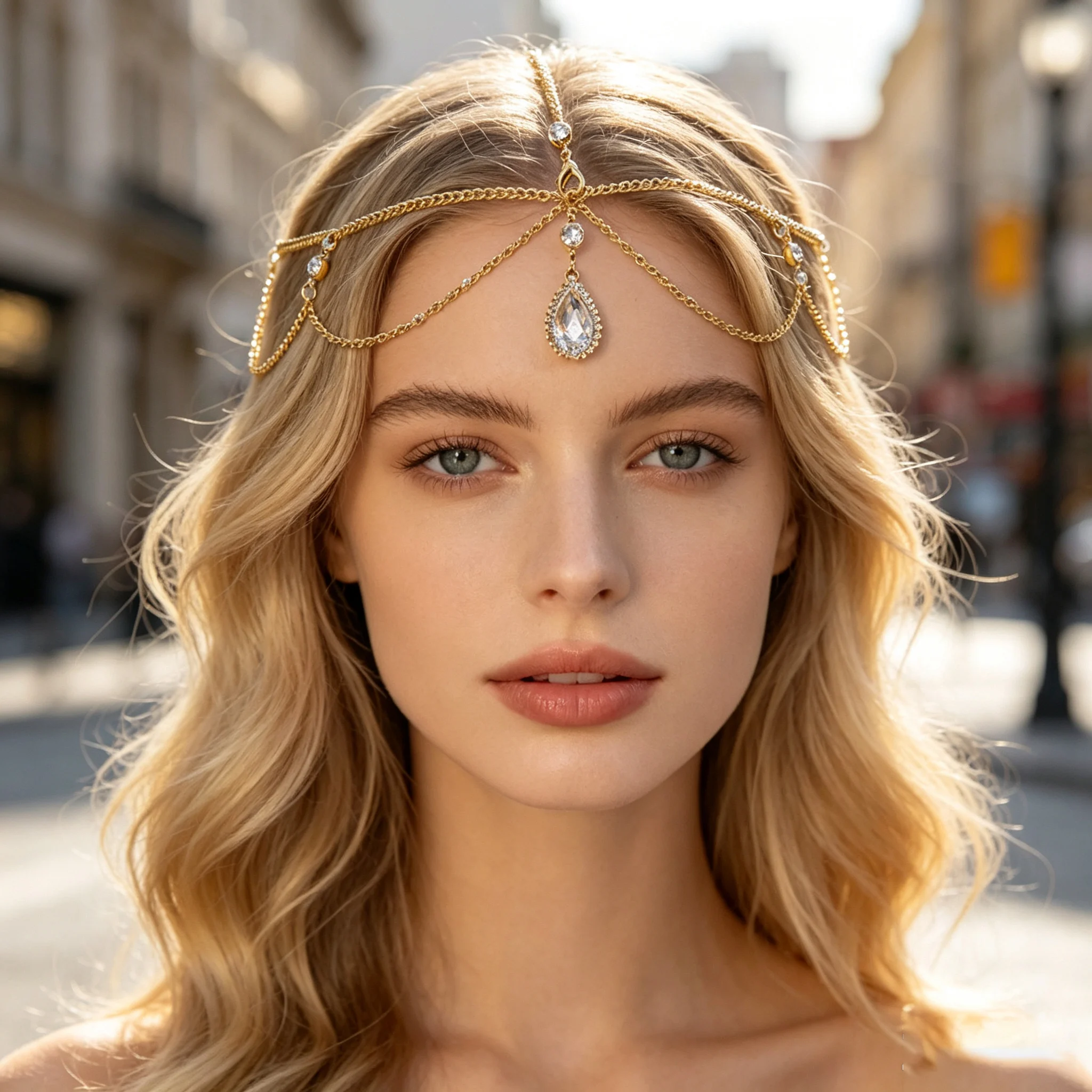 1pc Fashionable Simple Elegant Rhinestone Chain Faux Tassel Multi-Layer Headband Suitable for Women's Dance Party Gathering Gift