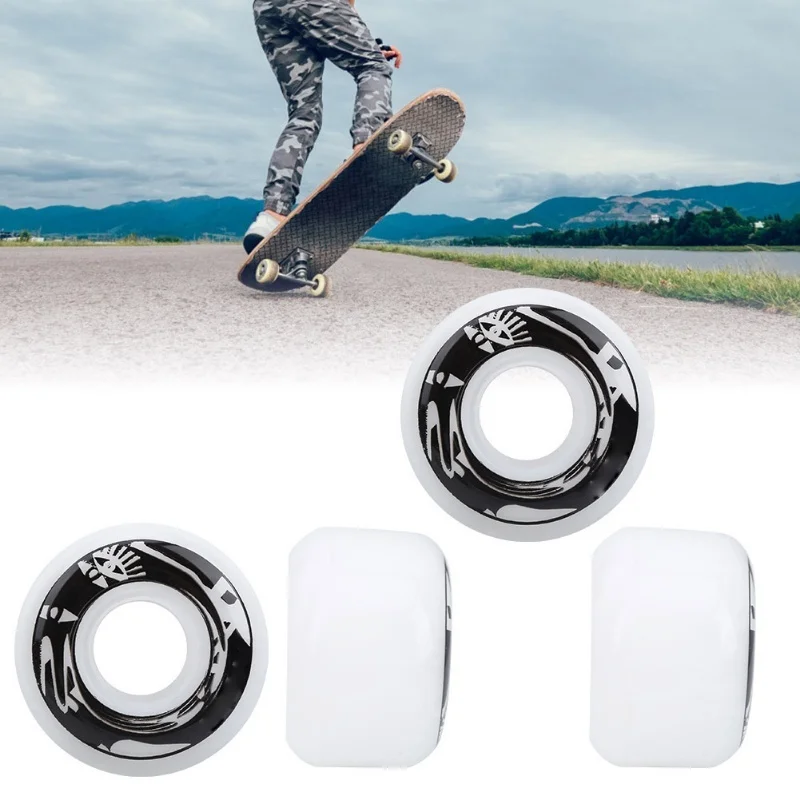 4Pcs/Set High Elasticity PU Fish Board Skateboard Wheels Replacement Accessorieswhite With Pattern