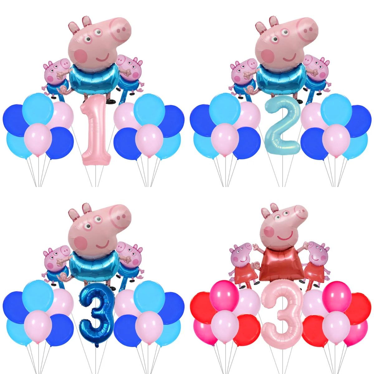 Grand ballon en aluminium Peppa Pig de 18 pouces, personnage en robe rose, en Mylar, gonflable à l'hélium ou à l'air, pour la décoration de fête d'anniversaire de petite fille