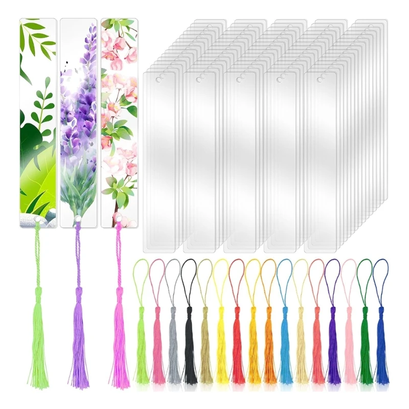 

Blank Bookmarks DIY Paper Bookmarks Rectangular Bookmarks with Colorful Tassels