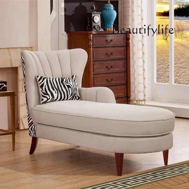 American Country Chaise Chair Black and White Pattern Beauty Bed Personality Color Matching Fabric Lunch Break Lazy Sofa