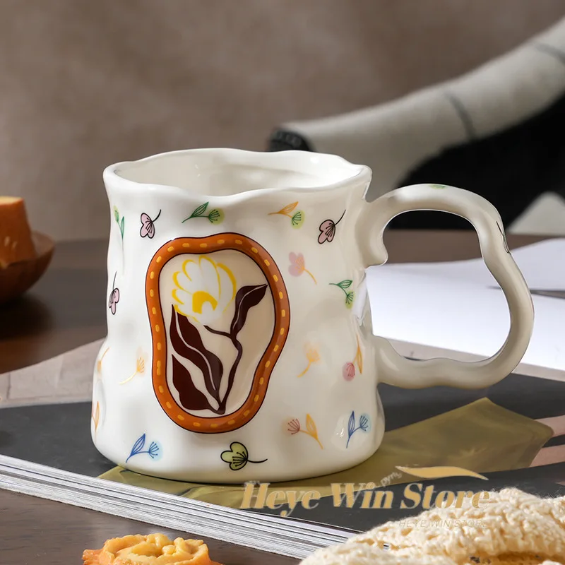 Dreamy Flower Shaped Handmade Ceramic Mug, High-value Water Cup, Design Inspired Souvenir Breakfast, Coffee Cup