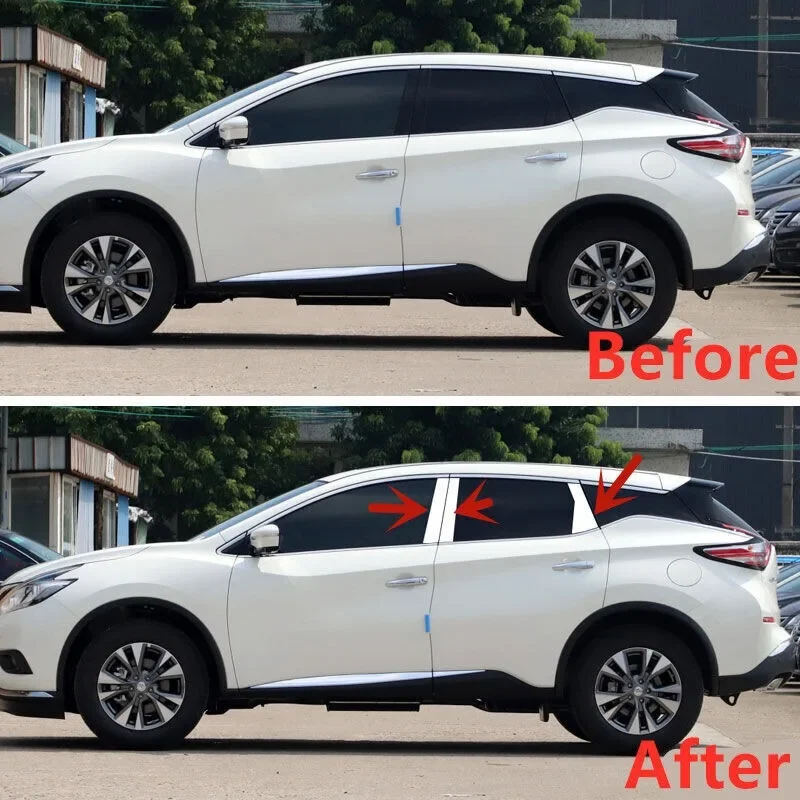 8Pcs Stainless Window Center Post Pillar Cover Trim For Nissan Murano 2015-2024