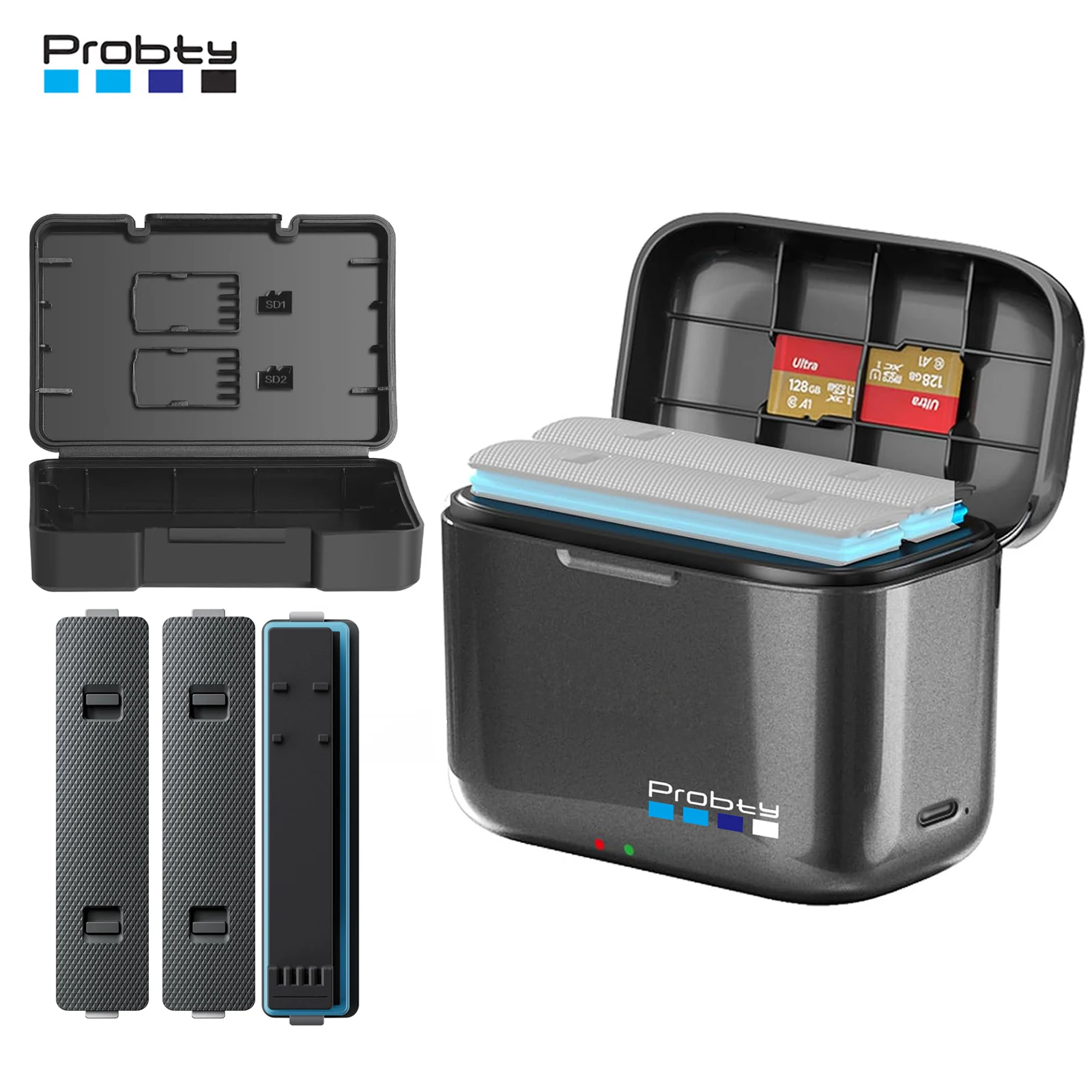Probty – bateria zastępcza o pojemności 2850 mAh do Insta360 X5, szybka ładowarka do Insta 360 X5, akcesoria do kamer sportowych Insta360 X5.