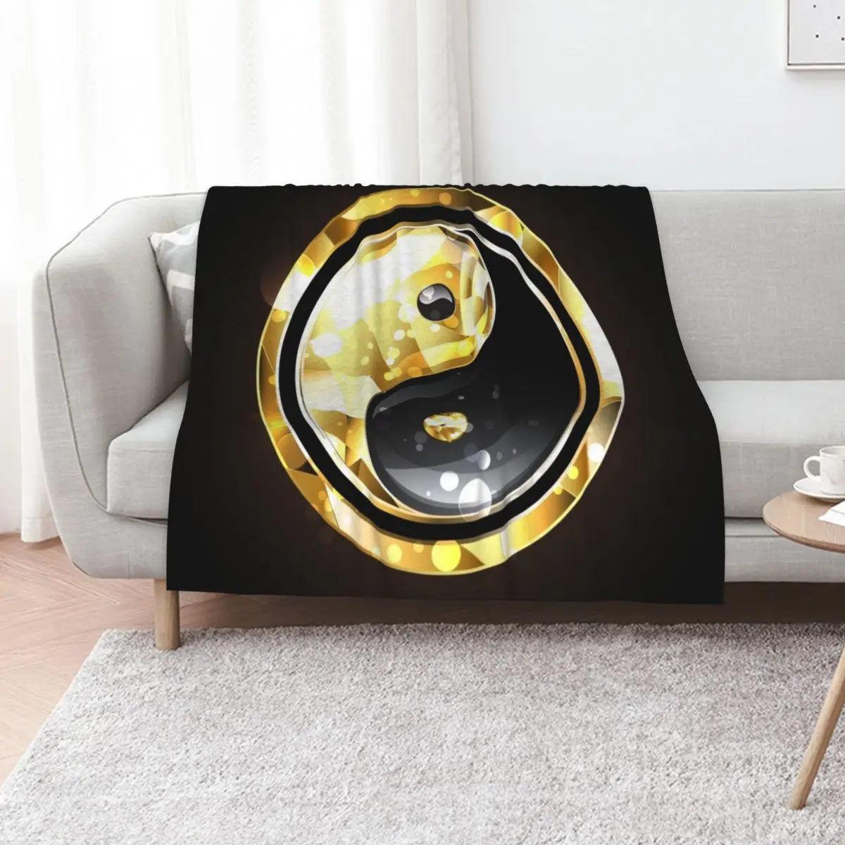 Jewelry Yin Yang Symbol ( Gold Yin Yang ) Throw Blanket Thins Decorative Sofas Vintage Furry Soft Beds bed plaid Blankets