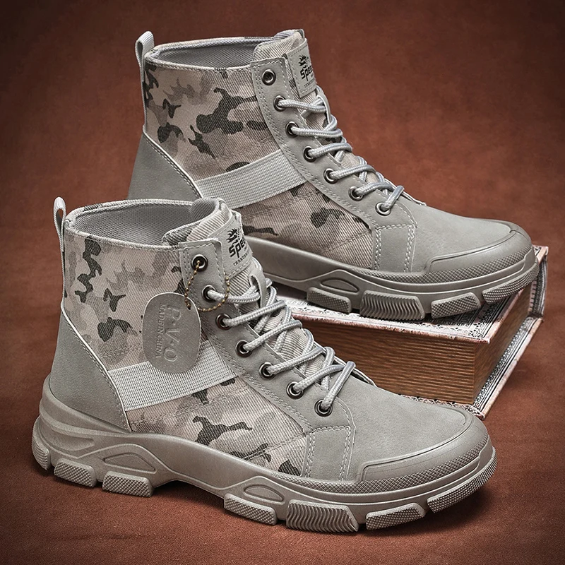 Men's Camouflage High-Top Combat Boots 3 Colors Breathable Outdoor Hiking Shoes view 3