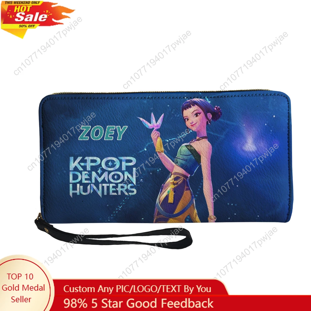 

KPop Demon Hunters Zoey Custom Wallet Purse Sprunki Mens Womens Zipper Long Wallets Double Print Portable Wallet Gift Bag