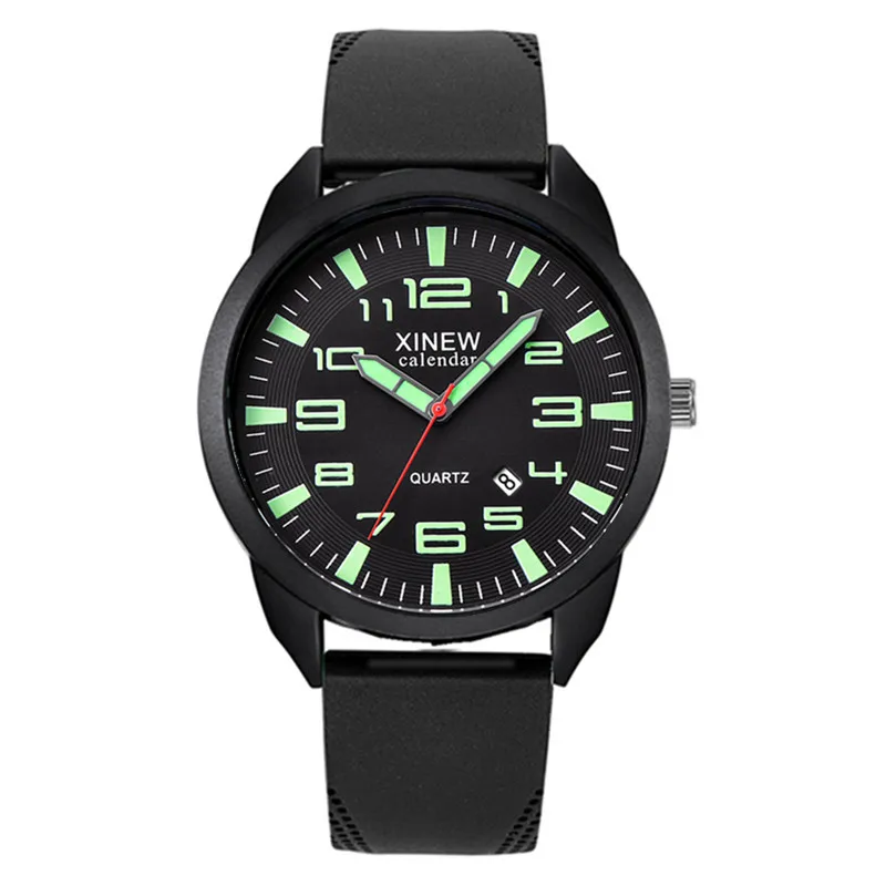 

Men Genuine XINEW Brand Cheap Watches Students Fashion Casual Silicone Band Sports Date Quartz Wrist Watch Black Montre Homme