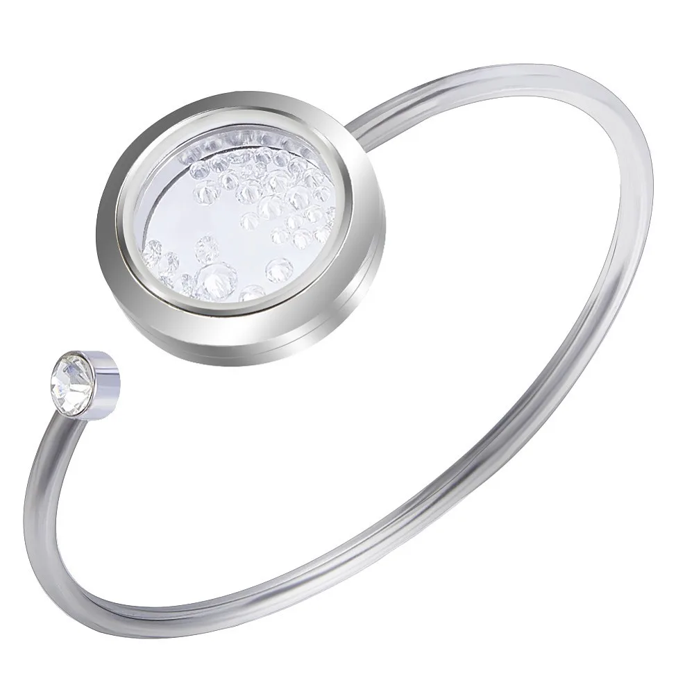 

2Pcs 304 Stainless Steel Open Cuff Bangles for Women with Glass Stainless Steel Color Inner Diameter: 2x2-3/8 inch(5.1x6.1cm)