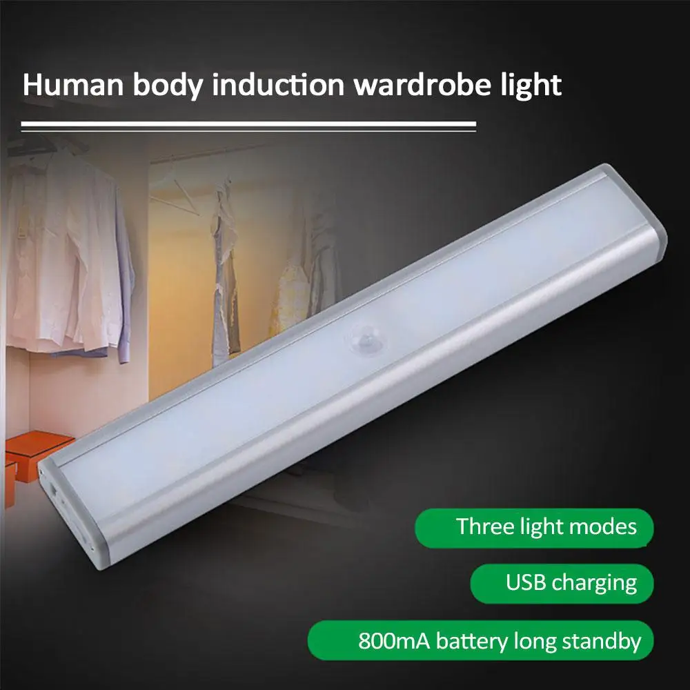 Night Light Closet Light USB Rechargeable 20 Led Light Motion Sensor Warm White Lamp Magnetic Strip Cabinet Lighting Light