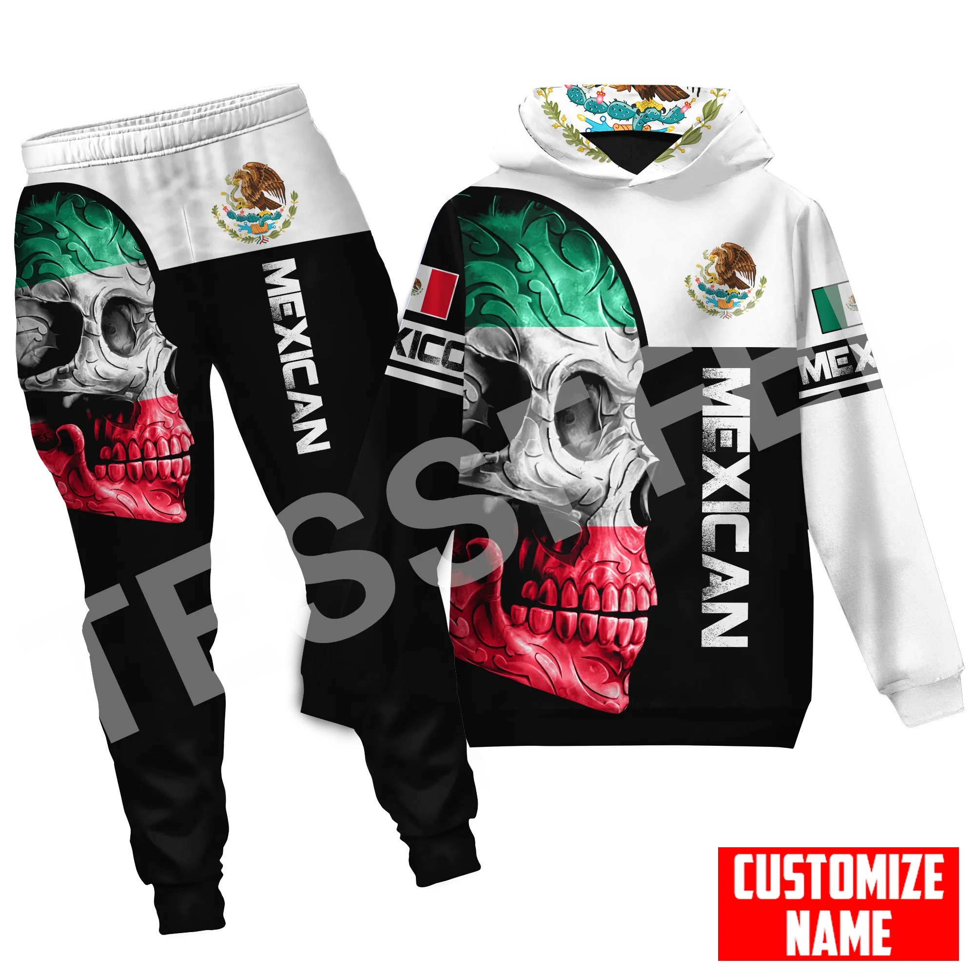 

Mexico Proud Eagle Rooster Skull Country Custom Name Flag Tattoo 3DPrint Men/Women Casual Pullover Suits Hoodies Jogger Pants X4