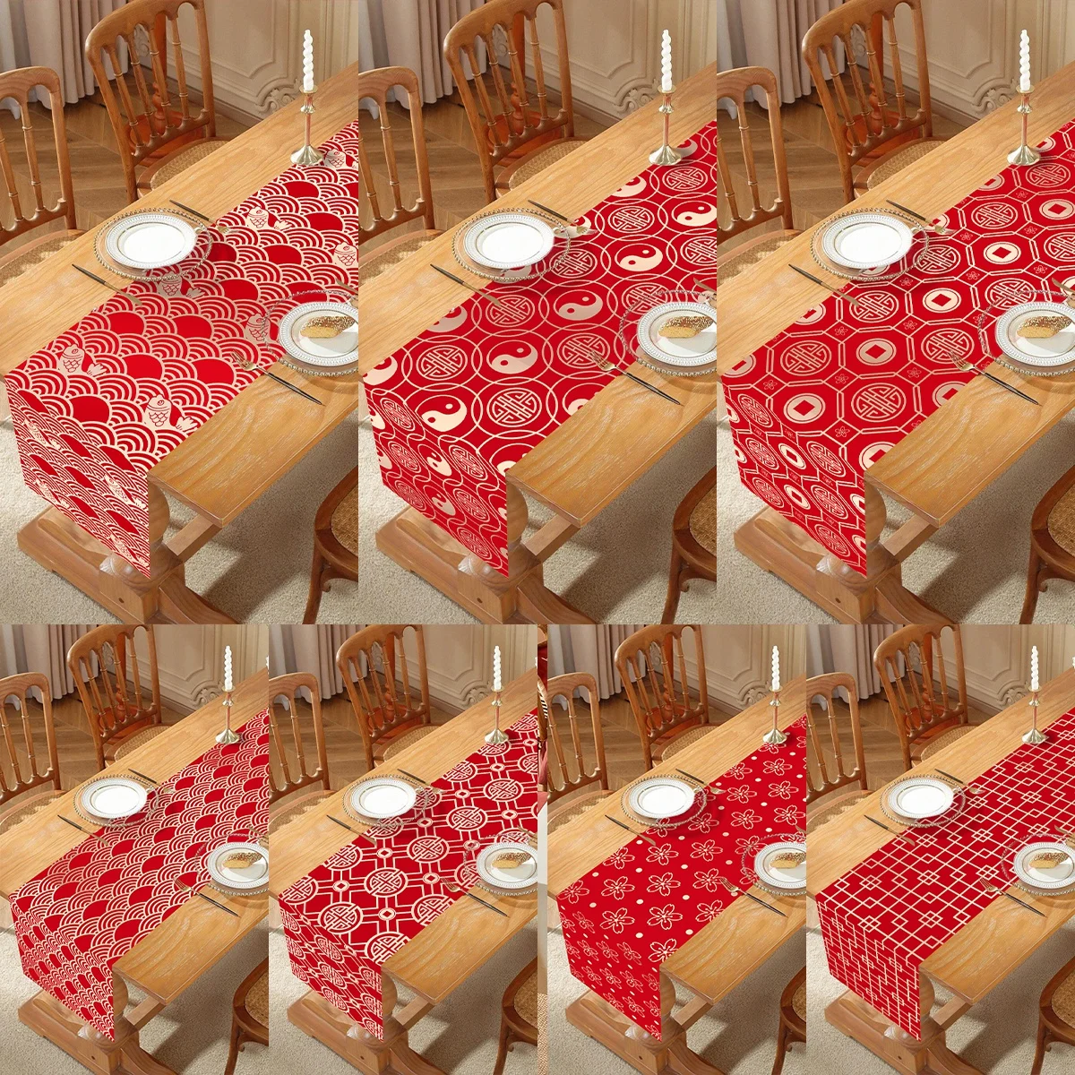 

Chinese New Year's Table Runner Happy New Year's Day Decoration For Home 2025 Kitchen Dining Table Cover Kids Adults Favors Gift