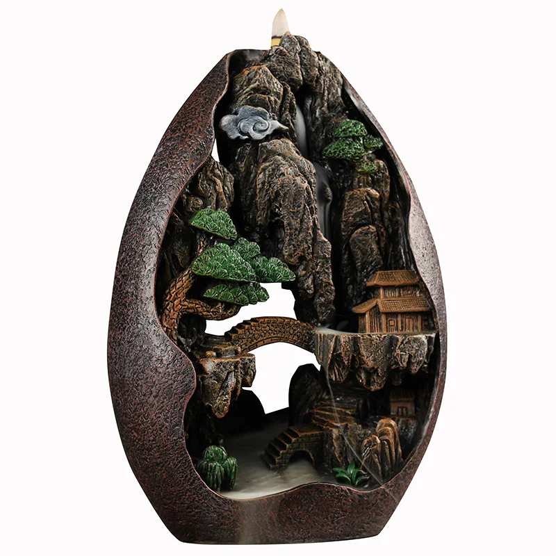 

high mountain flowing water backflow incense burner resin censer sandalwood backflow incense burner wholesale