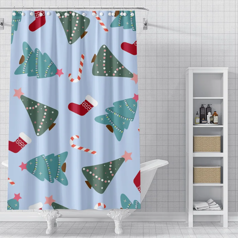 Home decoration shower curtains for bathroom waterproof curtain fabric Modern Nordic style Living Room Merry Christmas winter