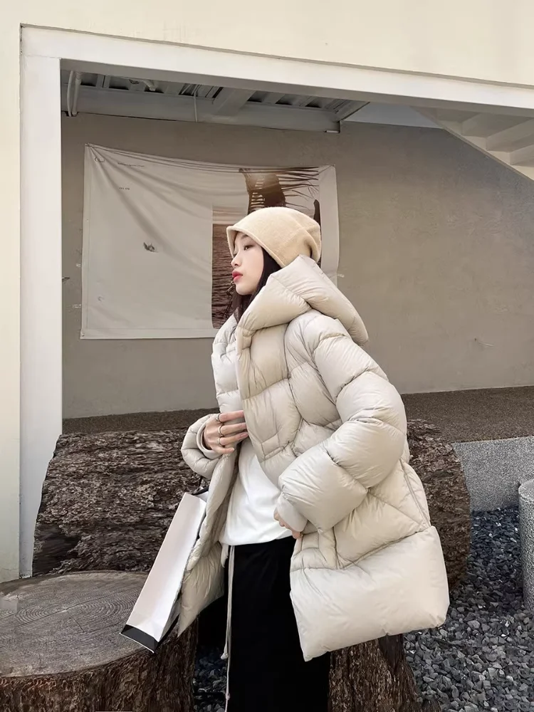 Cappotto caldo invernale piumino d'anatra addensato 90 piumino leggero con cappuccio in vita versione coreana del Parka Casual alla moda di strada