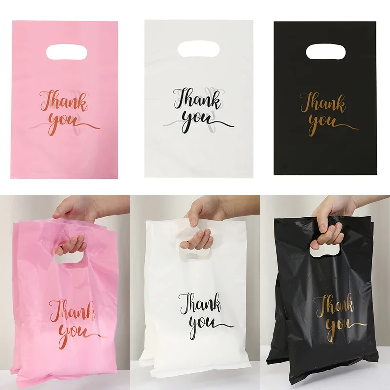 20/50/100Pcs Thank You Gift Bags Plastic Wedding Birthday Party Treat Bags Favors Small Business Shopping Candy Cookie Packaging