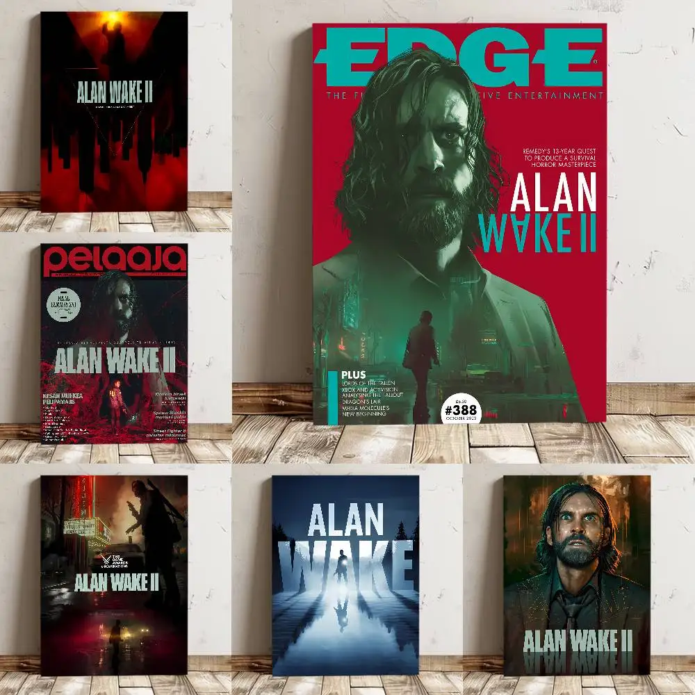 Alan Wake 2 Horror-Spiel-Poster, hochwertiger Druck, wasserdicht, Wandkunst-Aufkleber für Bar, Wohnzimmer, Dekoration, Geschenk