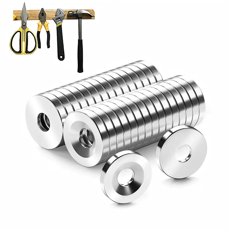 12x3 Hole 4mm Countersunk Round Disc Strong Fridge Magnets Powerful Magnetic Hook Push Pin For Kitchen Crafts Photo Memo DIY Use
