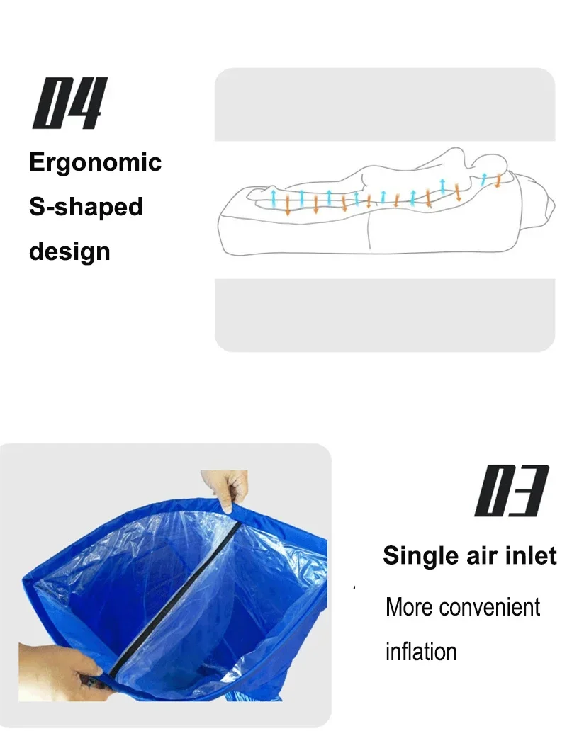 Aufblasbares Schlafsofa zum Schlafen, Doppelmatratze, ultraleichte Sitze, Luft-Selbststausfall-Ausflüge, Bett, Campingzubehör, Widesea-Kissen – Detail 13