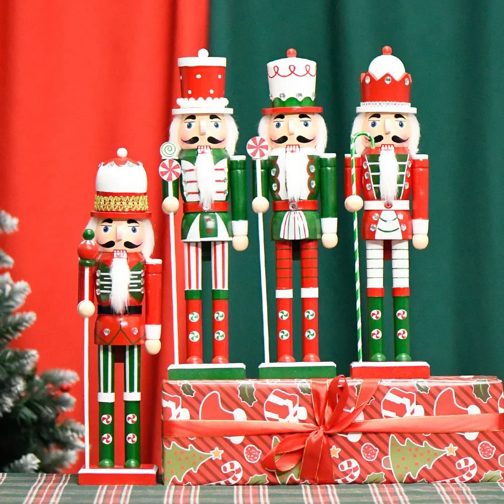 Christmas Nutcracker Figure Soldier Wooden Vintage Puppet Handicrafts Gift Christmas Decorations Home Ornament