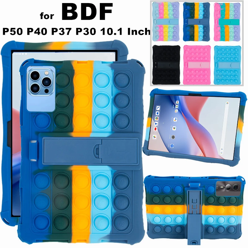 

for BDF P50 P40 P37 P30 10.1 Inch Tablet Case Ajustable Stand Cover Tablet Soft Silicone Push Bubble Case