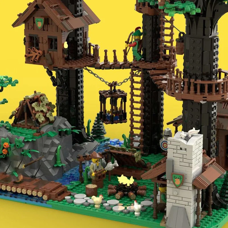 3084 قطعة MOC Forestmen S مقر القلعة نموذج اللبنات الهندسة المعمارية هدايا عيد الميلاد الإبداعية لعبة فكرة الطوب عيد ميلاد #4