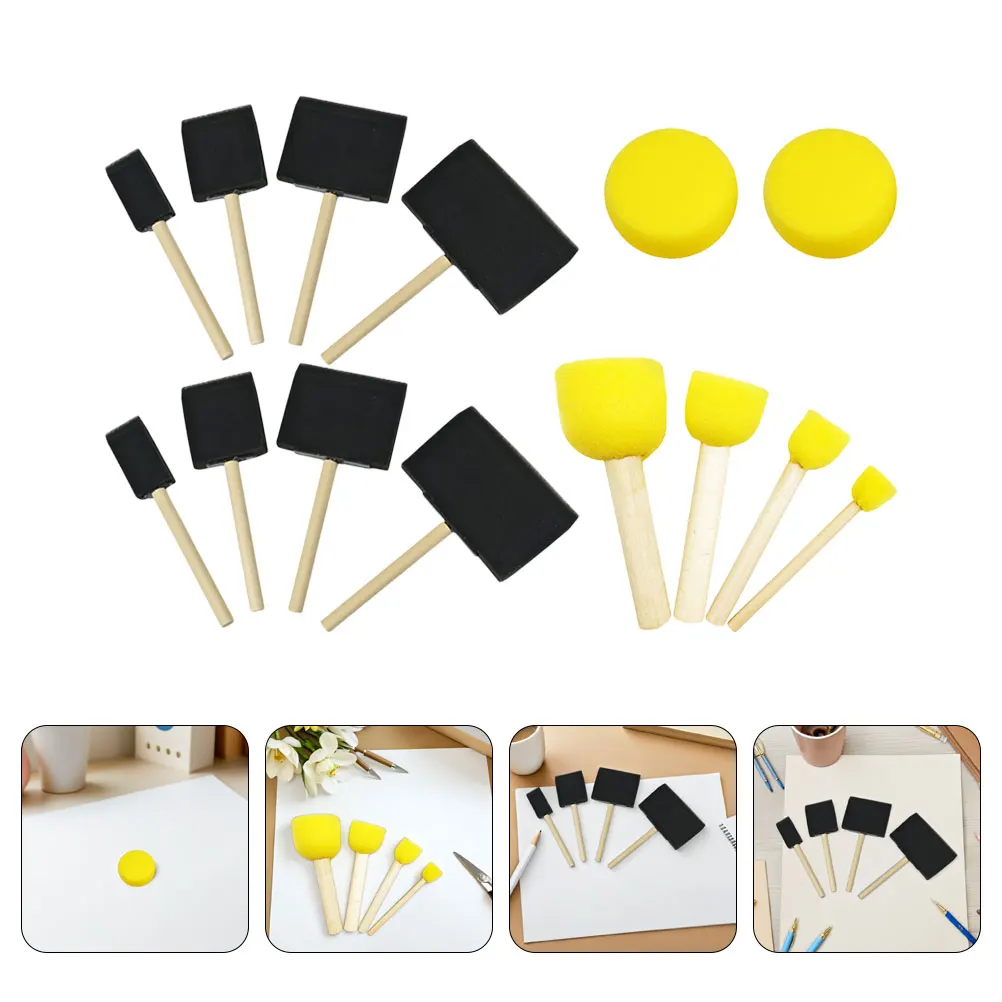 

15pcs Sponge Painting Brushes: Wooden Handles Brushes For Diy Crafts Painting Crafting Grip Crafting Tools For Artists Face