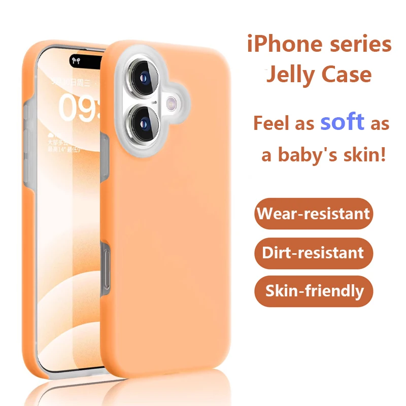 Baby-soft Touch Liquid Silicone Jelly Phone Case for Apple iPhone 11 12 13 14 15 16 Pro Max Plus Protective Case