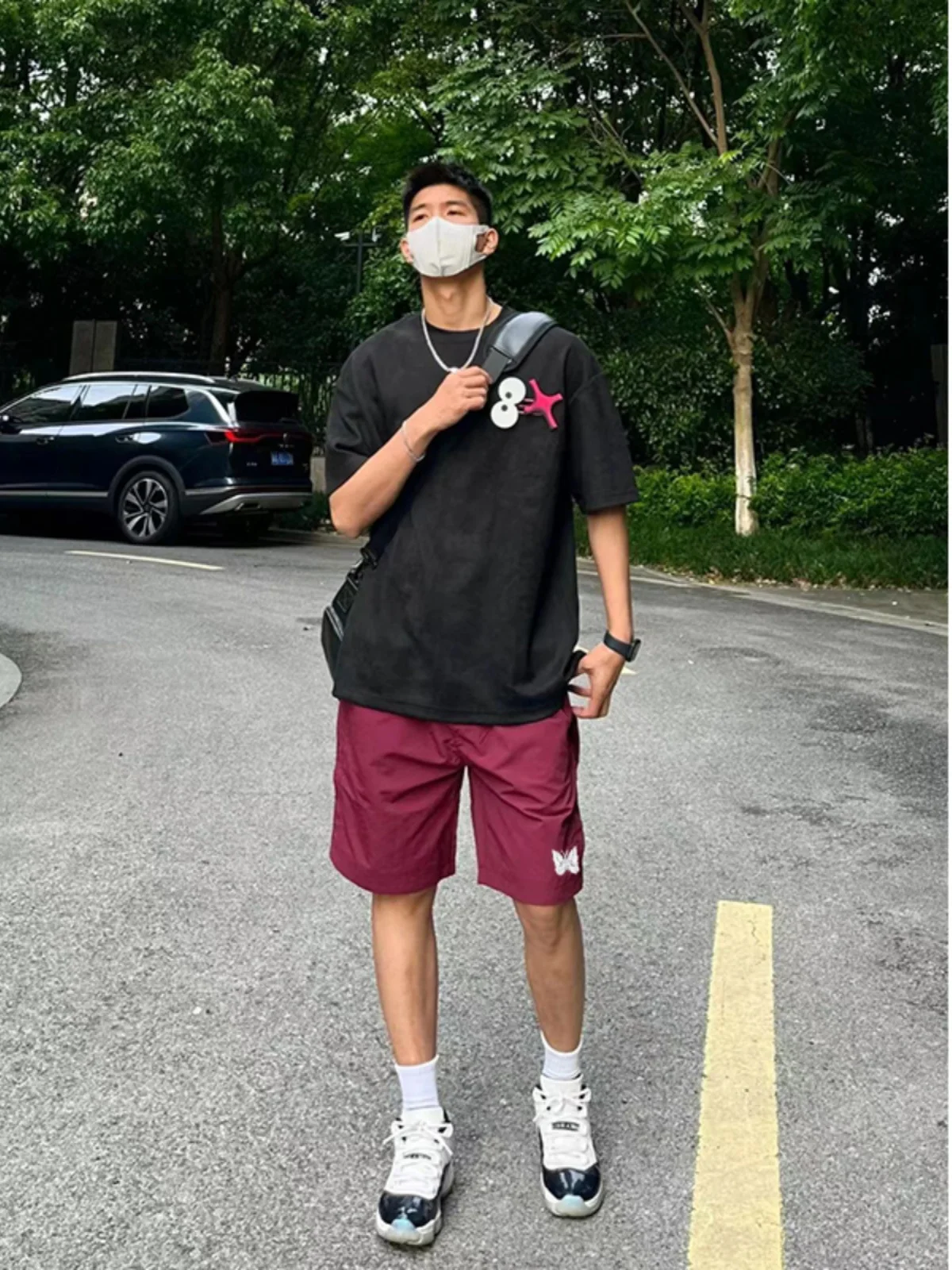 

Быстросохнущие мужские летние шорты из ледяного шелка с вышивкой, американские нейлоновые пляжные бриджи, уличный стиль Haome