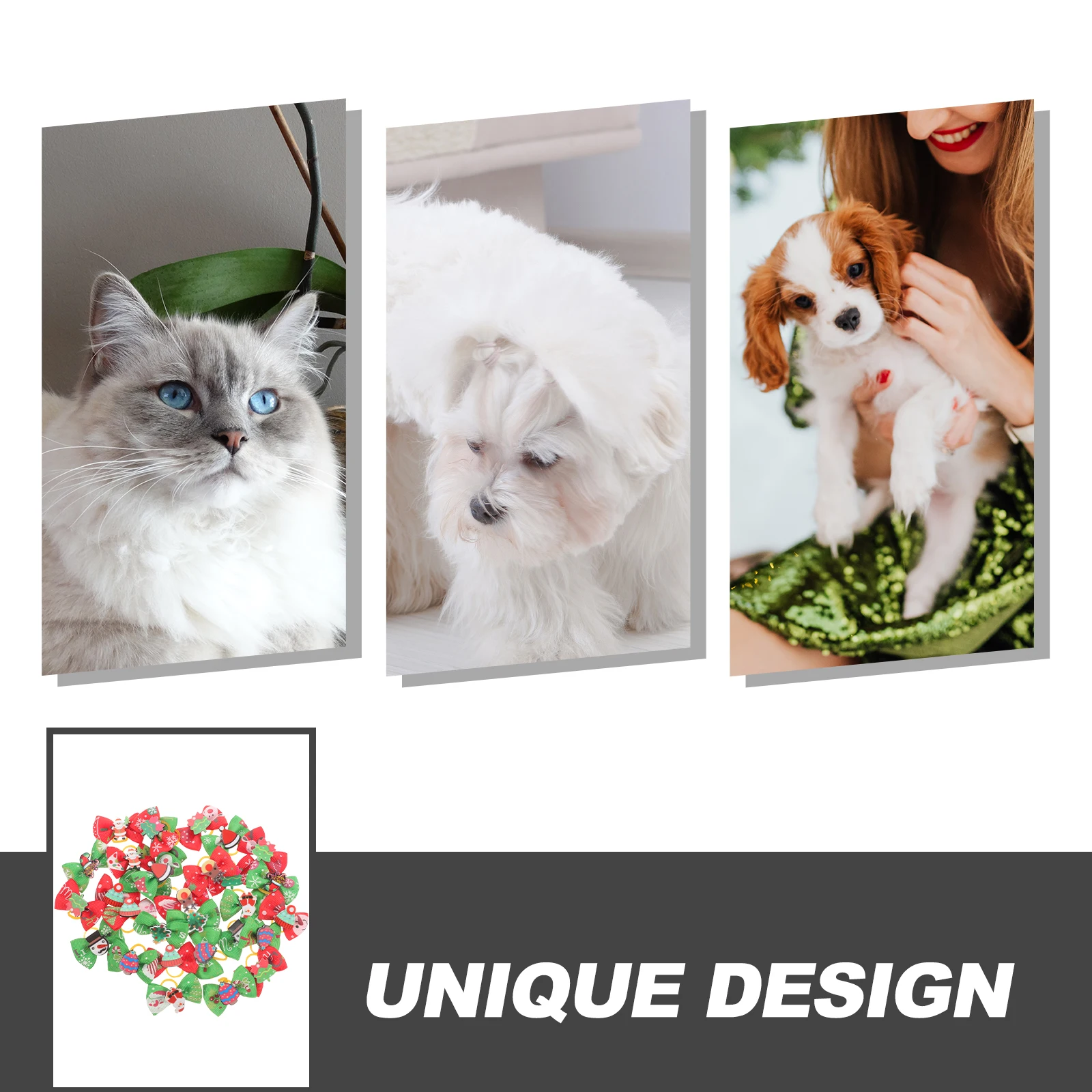 

30pcs Pet Tie Christmas Design Cloth Hair Ring For Dogs Puppy Elastic Hair Rope Holder Dog Accessories Grooming Tool