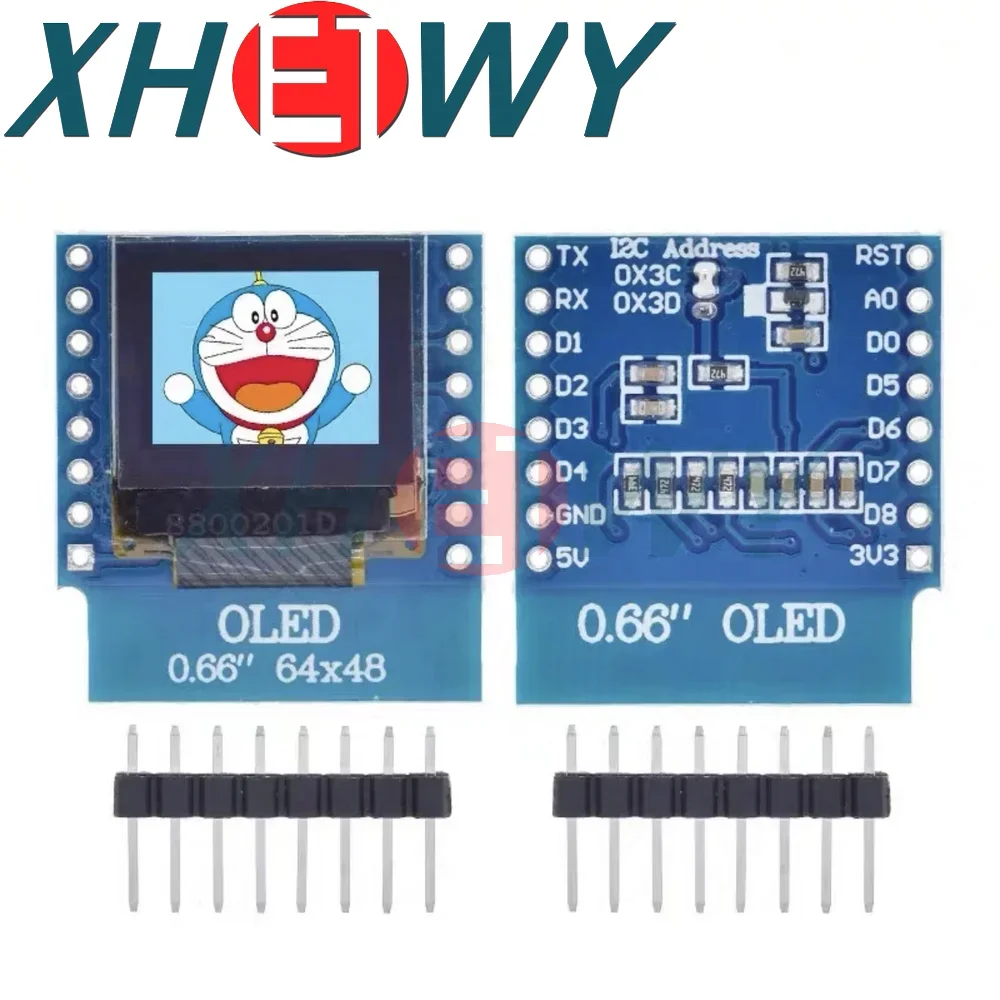 شاشة عرض LCD LED OLED مقاس 0.66 بوصة متوافقة مع WEMOS D1 MINI ESP32 64X48 شاشة 0.66 بوصة وحدة oled مقاس 0.66 بوصة IIC I2C