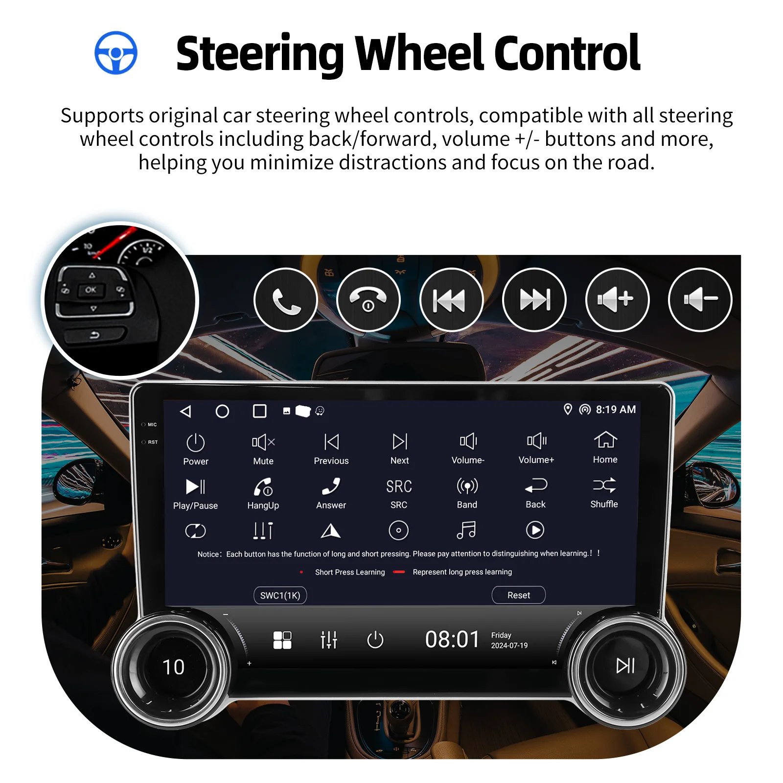 ESSGOO 10'' 32/64G Android 15 Autoradio Für Seat Ibiza 6J 2009-13 Carplay Android Auto GPS Navi WIFI BT FM RDS Mit Doppel Knopf – Detail 15