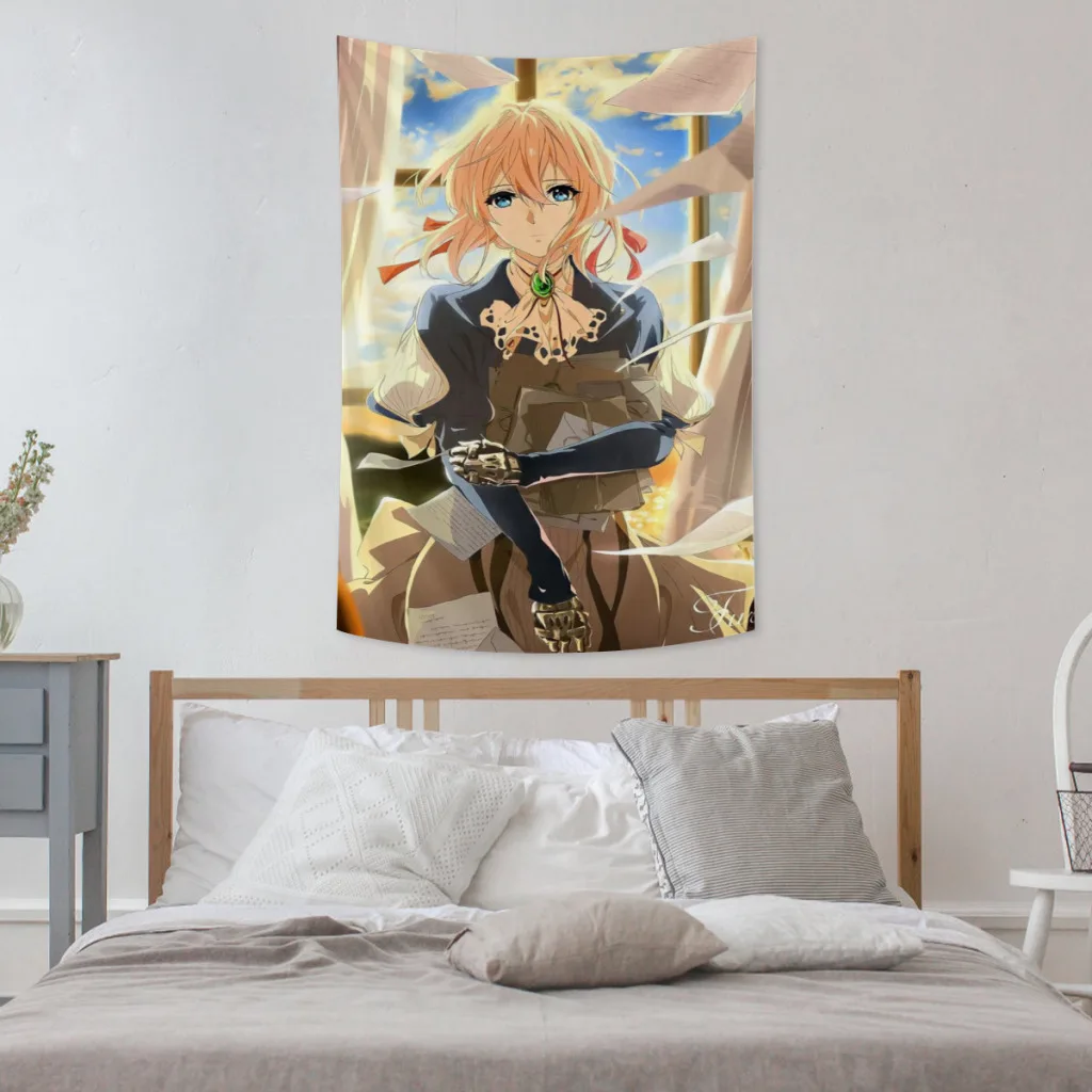 Violet Evergarden Fabric Tapestry    for Wall Bedroom Room Decorating Items