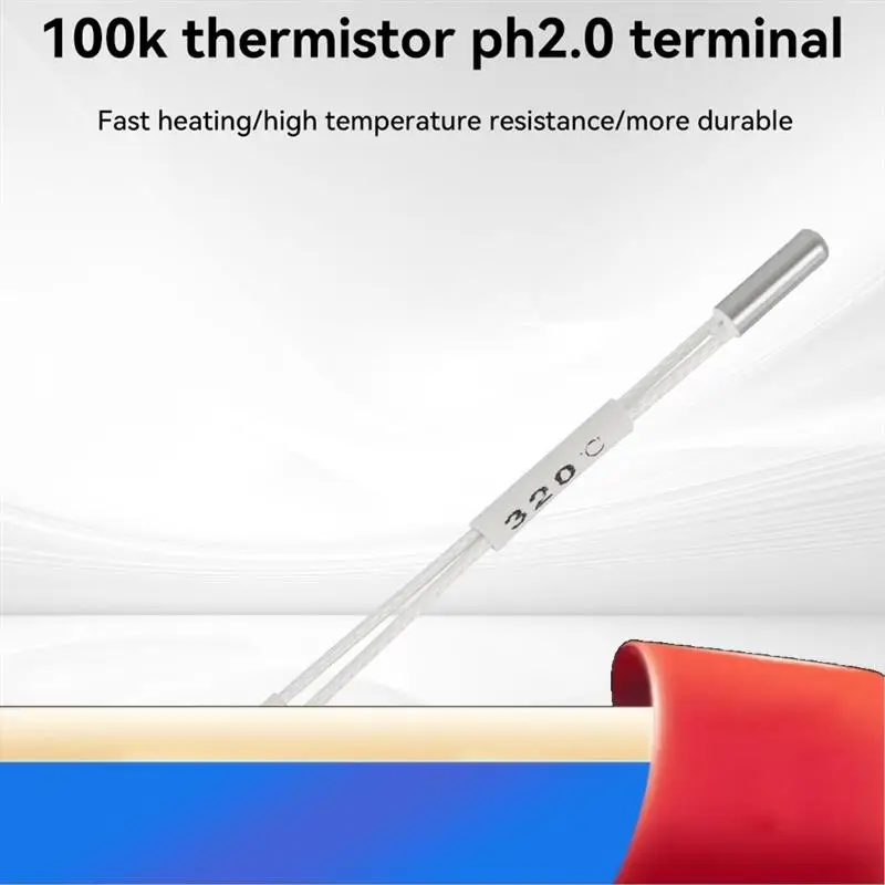 

Термистор для 3D-принтера, 100 К, 24 В, 60 Вт, высокотемпературный термистор Ph2.0, терминал для Creality K1/K1 Max Hotend-X62A