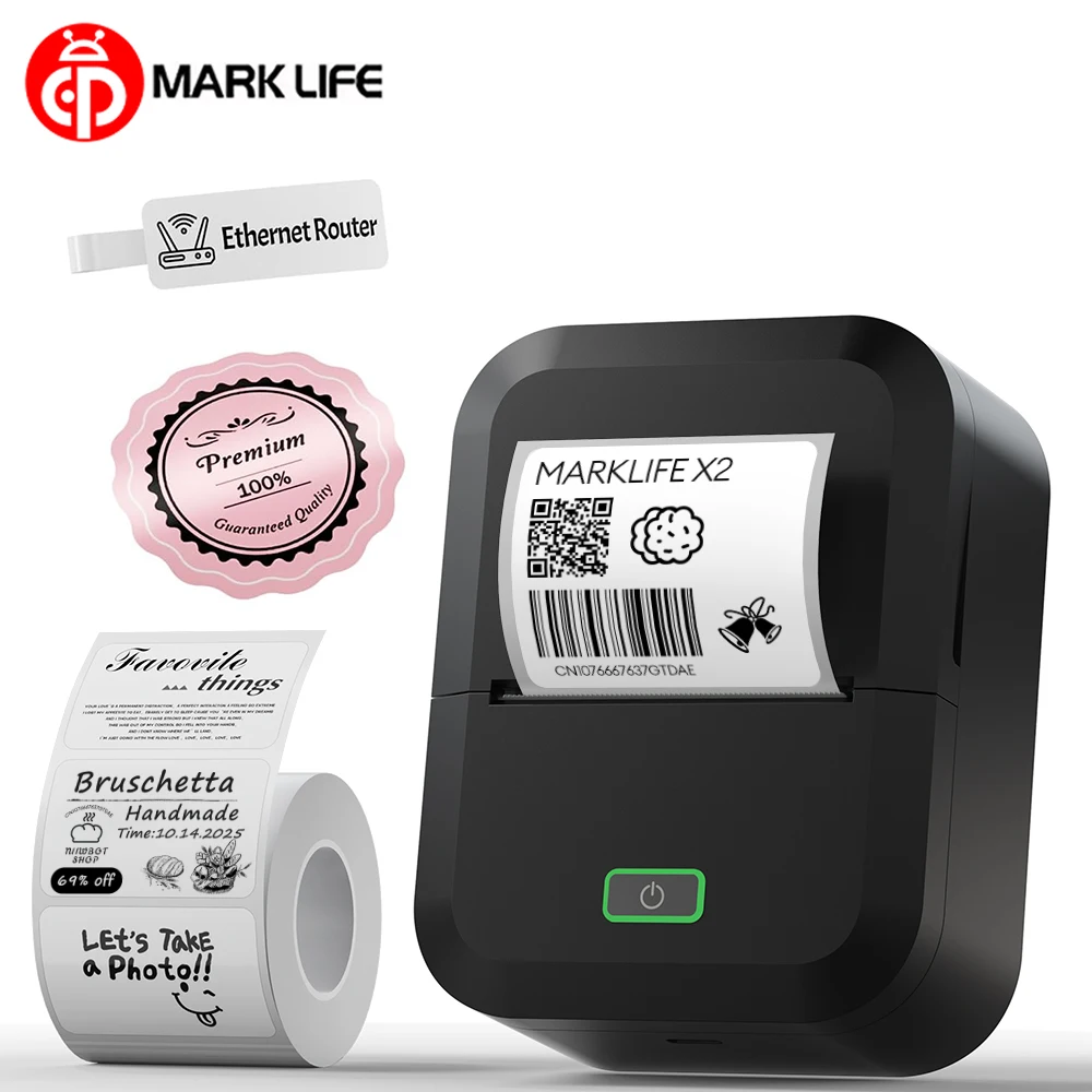 Marklife X2 Portable Thermal Printer Mini Pocket Printer Mobile Wireless Adhesive Sticker Labeling Machine Similar as B1 B21