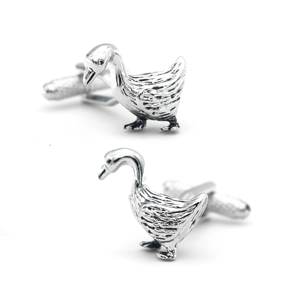 Men's Cute Goose Cuff Links Black Color Novelty Design Quality Copper Material Fashion Cufflinks Wholesale & Retail