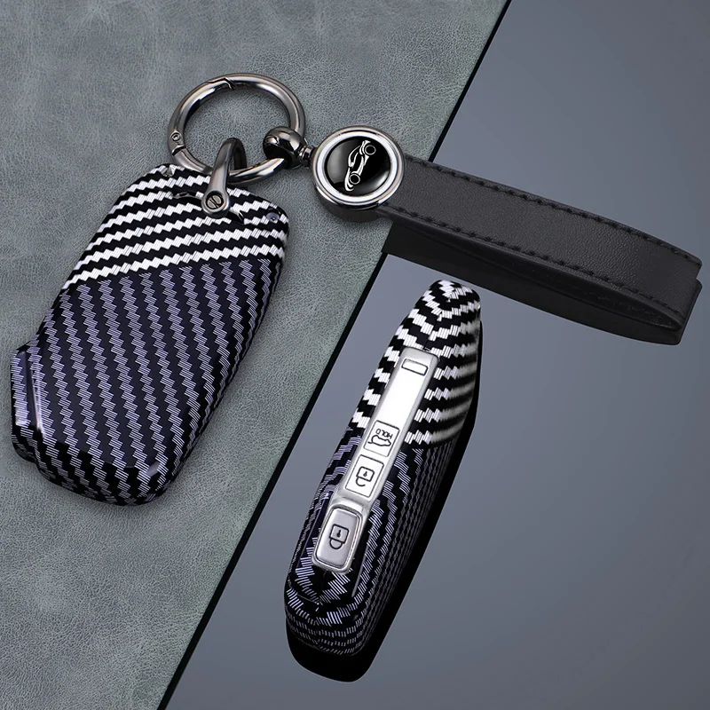 Carbon Fiber Car Key Cover Fob Case Shell for Kia K3/K5 DL3/K7/K8 GL3/Sorento MQ4/KA4 Carnival/Sportage NQ5/Niro SG2/Seltos/EV
