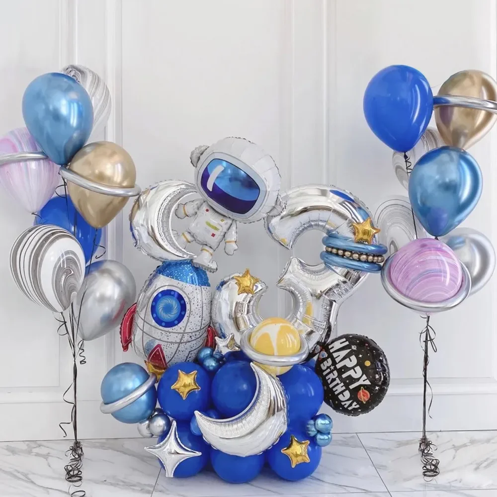 25/48Pcs Outer Space Astronaut Balloons Galaxy Universe Balloon Garland Kit Party for Boys Birthday Baby Shower Party Decoration