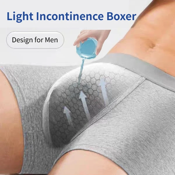 Männer Licht Inkontinenz Unterwäsche 100 ml Ältere Atmungsaktive Absorption Urin Verdickte Schritt Shorts Waschbar Boxer Patienten Hosen