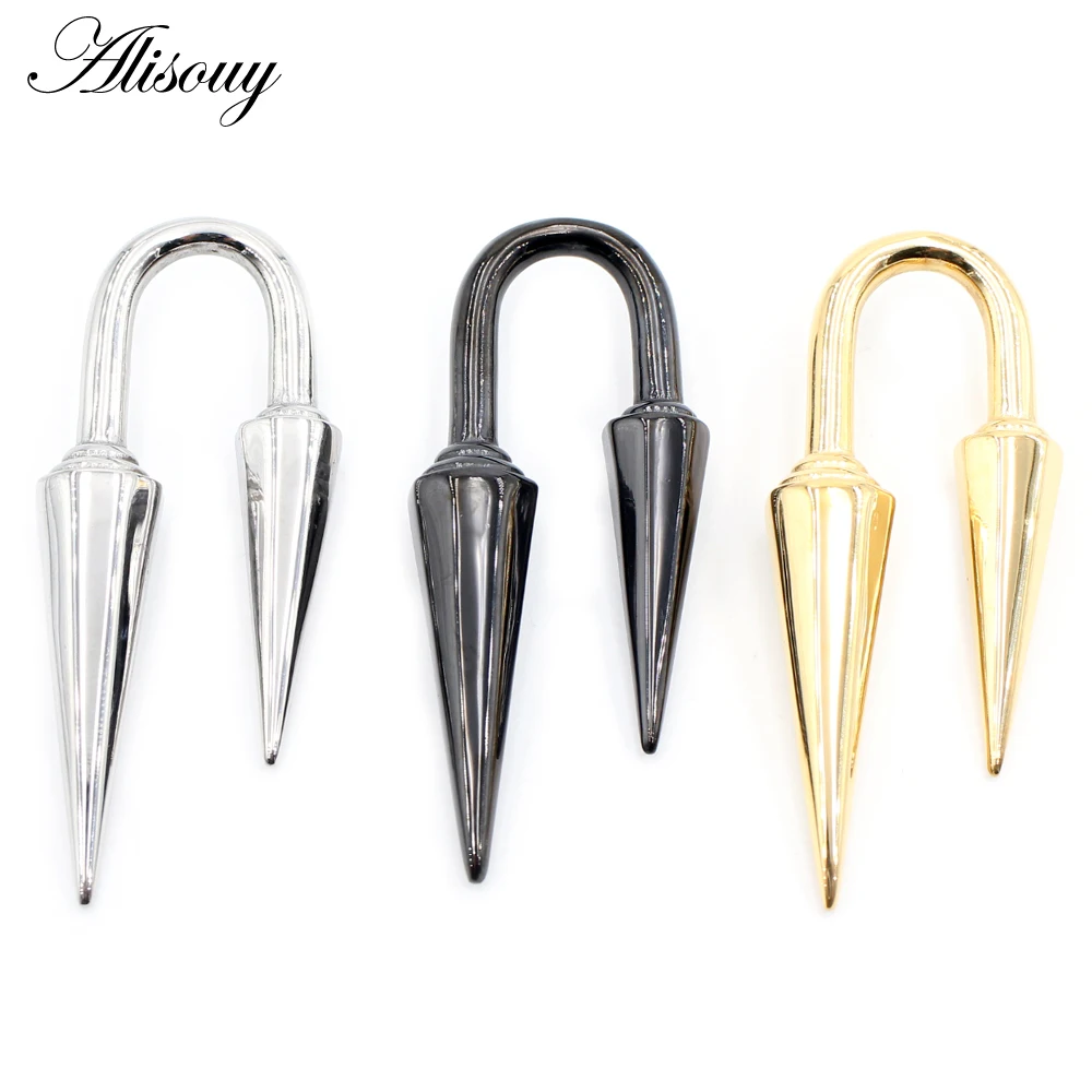 Alisouy 1PC Stainless Steel Rivet Cone Tip Ear Weights Hook Heavy Expander Stretcher Plugs Gauges Earrings Body Piercing Jewelry