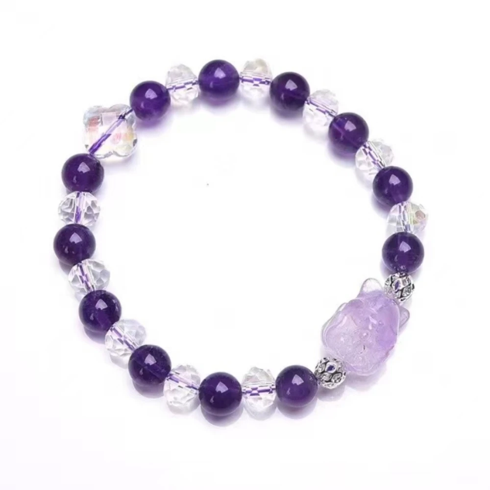 Аметист, прозрачный кварц, аметист, девять хвостов, лиса, браслеты, искусственный кристалл, украшение для дома, религиозный исцеляющий кристалл Аметист, прозрачный кварц, аметист, девять хвостов, лиса, браслеты, искусственный кристалл, украшение для дома, религиозный исцеляющий кристалл