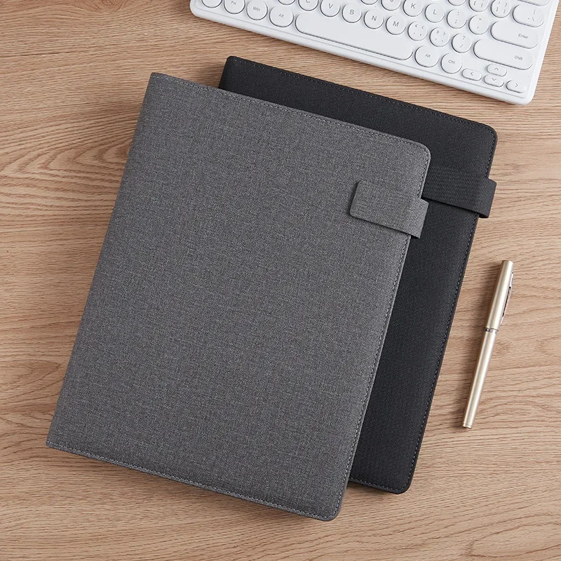 1pc Leather Multifunctional A4 Conference Folder Business Stationery Folder Contract File Folders Zippered Organizer Card Holder