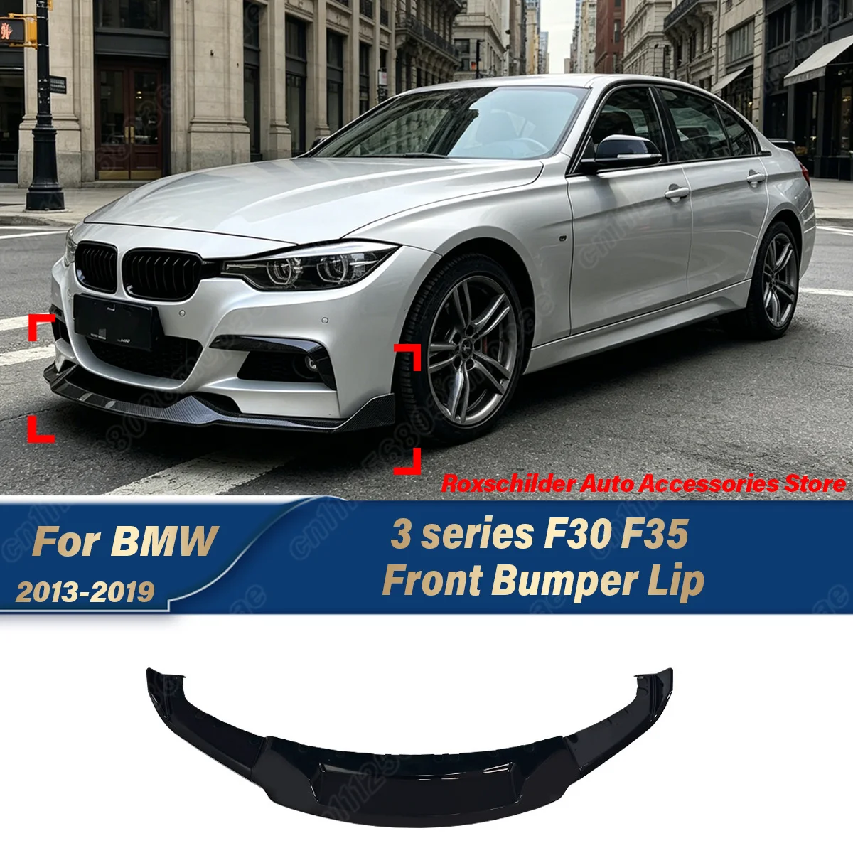 For BMW 3 Series F30 F35 2013 2014 2015 2016 2017 2018 2019 Car Front Bumper Spoiler Lip MAD Style Front Chin Spoiler Body Kit