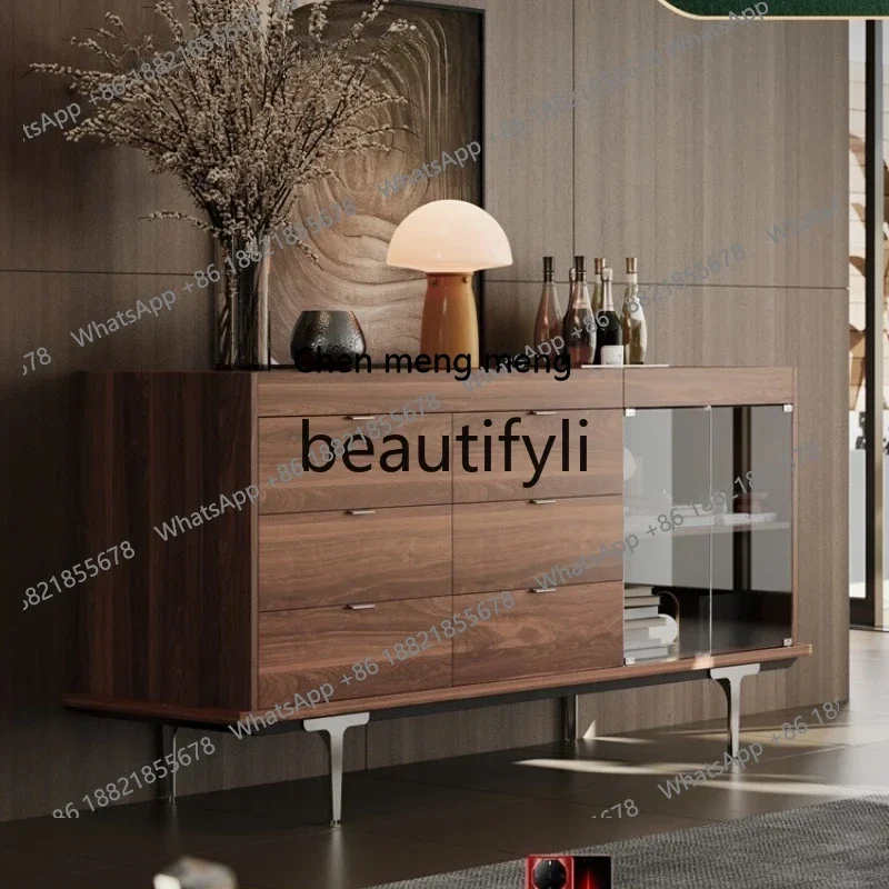 

Side cabinet Italian minimalist wine cabinet living room storage modern light luxury wall integrated locker