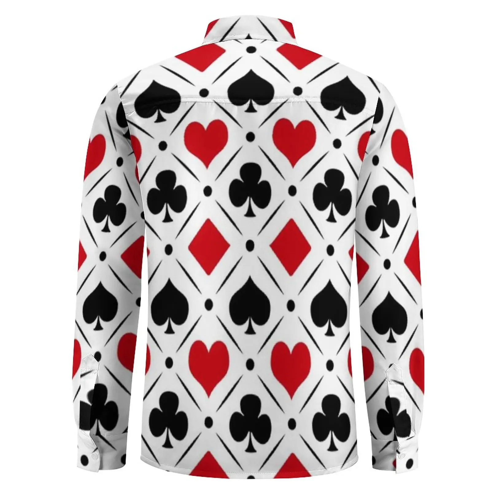 Poker Symbols Casual Shirts Male Playing Card Suits Shirt Long Sleeve Trending Funny Blouses Spring Graphic Clothing Plus Size