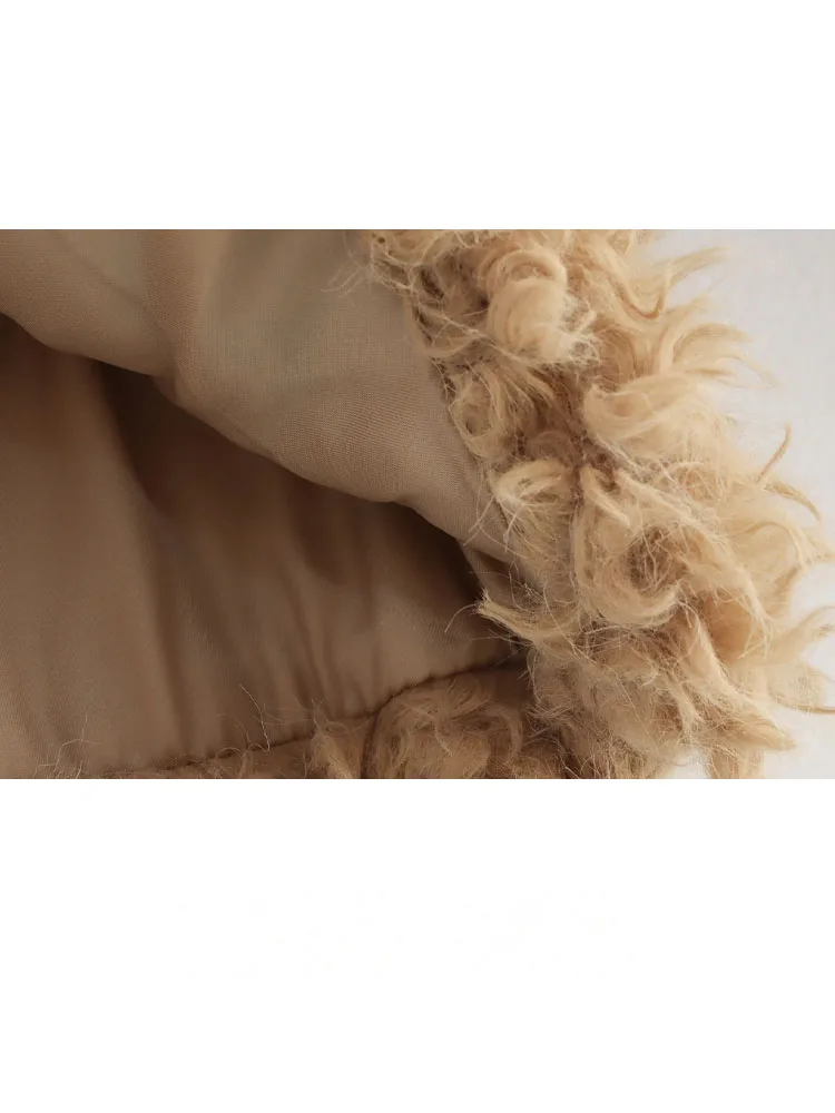 HH Women's Winter New Fashion Lapel Fur Integrated Lamb Fur Short Jacket Female Solid High Street Casual Pocket Warm Jacket