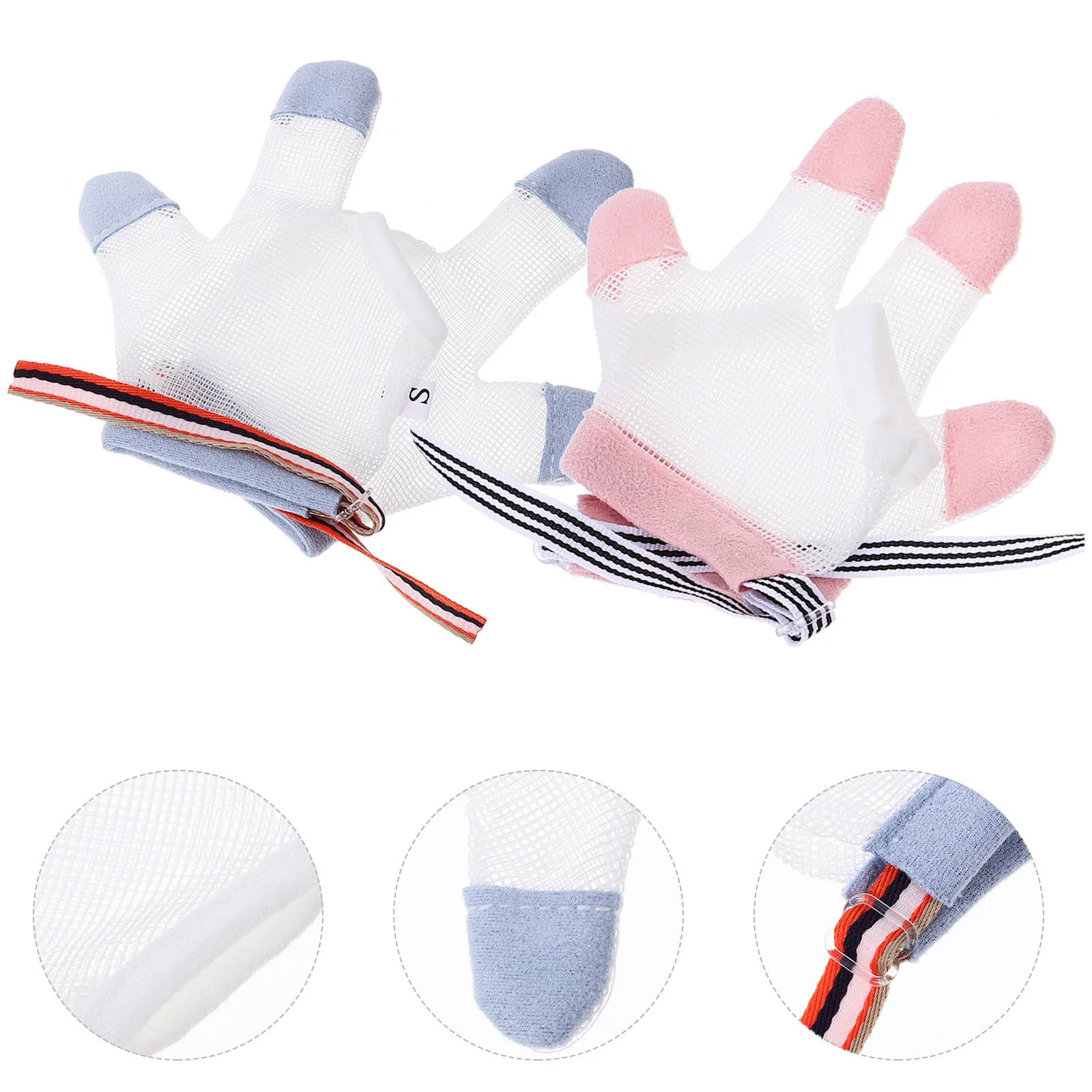 

2Pairs Finger Sucking Stop Gloves Baby Nail Biting Guard Adjustable Breathable Protective Glove for Infants Kids Thumb Sucking