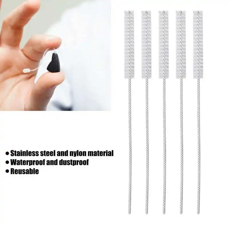 10Pcs 2.5mm Portable Hearing Aid Vent Cleaning Brush Nylon Hair Soft Brush Hearing Aid Tube Air Holes Cleaning Tool Accessories