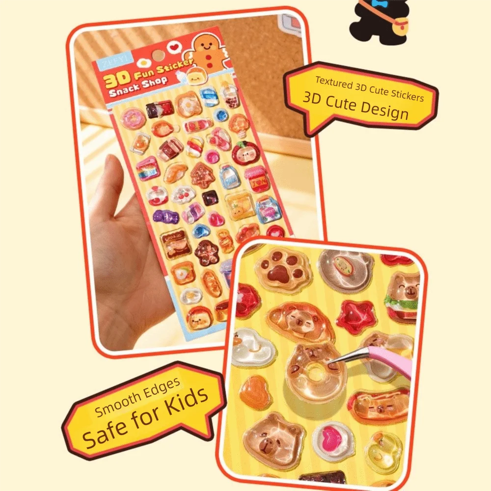 Capybara/Cat 3D Embossed Glass Sticker DIY Waterproof Glass Decals Mobile Phone Decoration Sticker