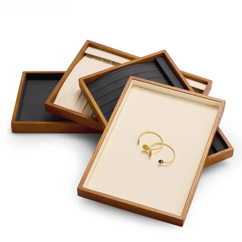 Multi-function Wood Flat Jewelry Tray Stackable Jewelry Drawer Organizer Bracelet/Watch/Earrings Showcase Jewelry Holder